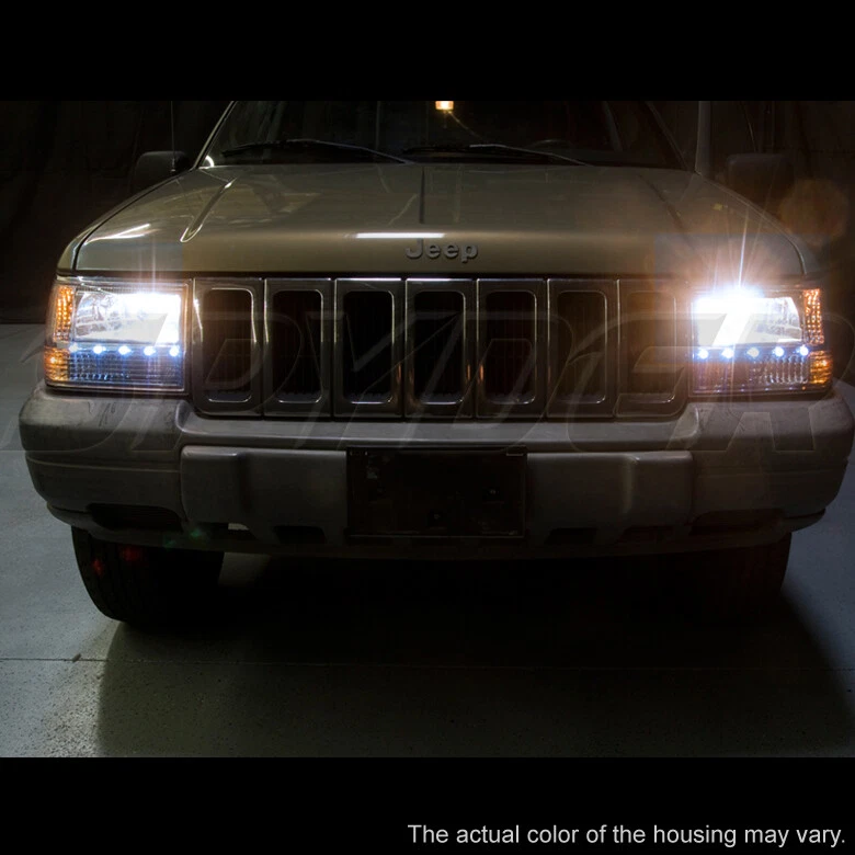 Faros LED + parachoques + luces de esquina para Jeep Grand Cherokee 1993-1998 negros de 1 pieza Foto 3 de 4