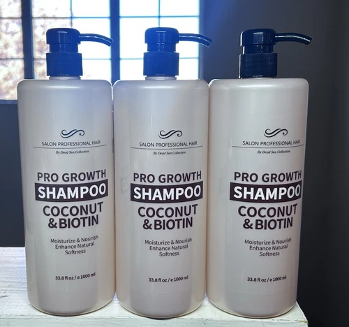 3 Dead Sea Collection Salon Professional Hair Pro Growth Shampoo Coconut Biotin