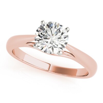 1.00 Ct Round Cut Lab Created Diamond Engagement Ring 14K Solid Rose Gold B