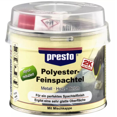 Presto 2K Feinspachtel 250g styrolreduziert Polyester-Spachtel inkl. Härter
