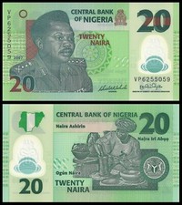 NIGERIA 20 NAIRA 2007 P 34 UNC POLYMER