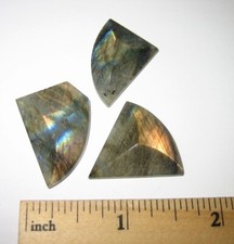 3pc POLISHED NATURAL 23-25mm LABRADORITE STONE CABOCHONS (MADE IN USA) ~ 13.2g *