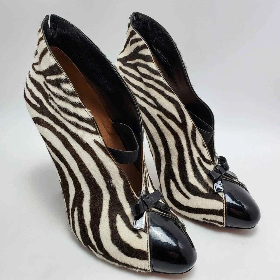 Botines Alaia Azzedine piel de becerro pelo de pony cebra estampado animal tacón talla 37 Foto 3 de 4
