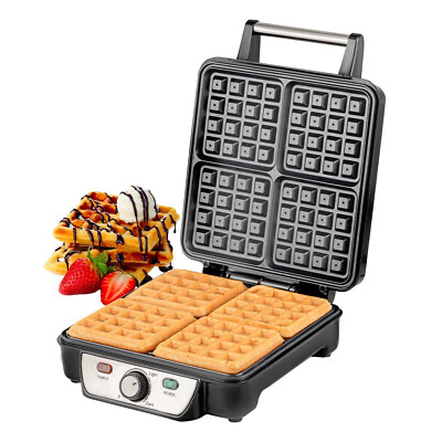 Waffeleisen Eisen 4 Scheiben Antihaft Elektrisch Belgisch Waffelmaschine 1000W Geepas