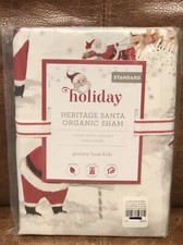 NEW Pottery Barn Kids Heritage White Santa Cotton Standard Sham for Duvet