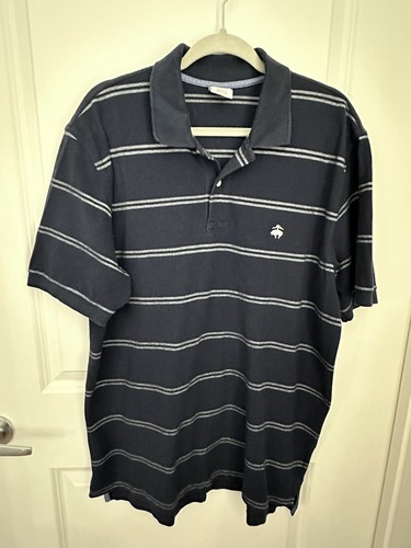 Brooks Brothers 346 Polo Navy And White Striped 100% Cotton logo on chest - Picture 2 of 8