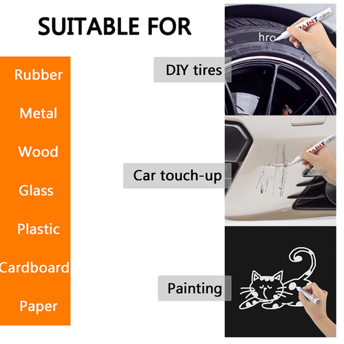 6PC White Paint Pen Marker Waterproof Permanent Car Tire Lettering Rubber Letter - Picture 2 of 12