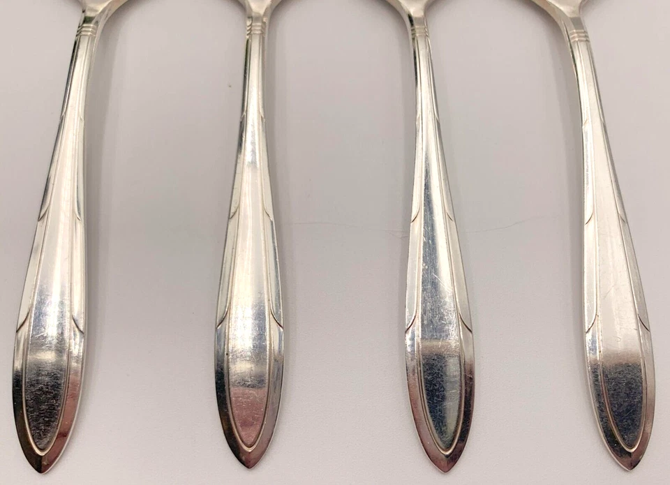 Oneida Nobility Plate REVERIE Flatware Silverware Silverplate 4 OVAL SOUP Spoons - Image 4 of 4