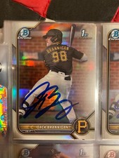 JACK BRANNIGAN AUTOGRAPHED SIGNED 2022 BOWMAN CHROME REFRACTOR CARD PIRATES COA