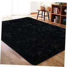  Rug Super Soft Shaggy 4x6 Feet Rugs for Bedroom, Fluffy Area 4ft x 6ft Black