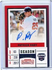 2017 Contenders Elite Extra Collegiate Season Ticket Patrick Raby Auto