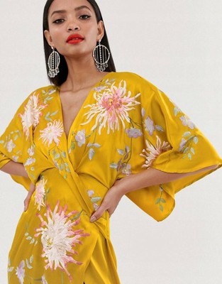 yellow kimono dress