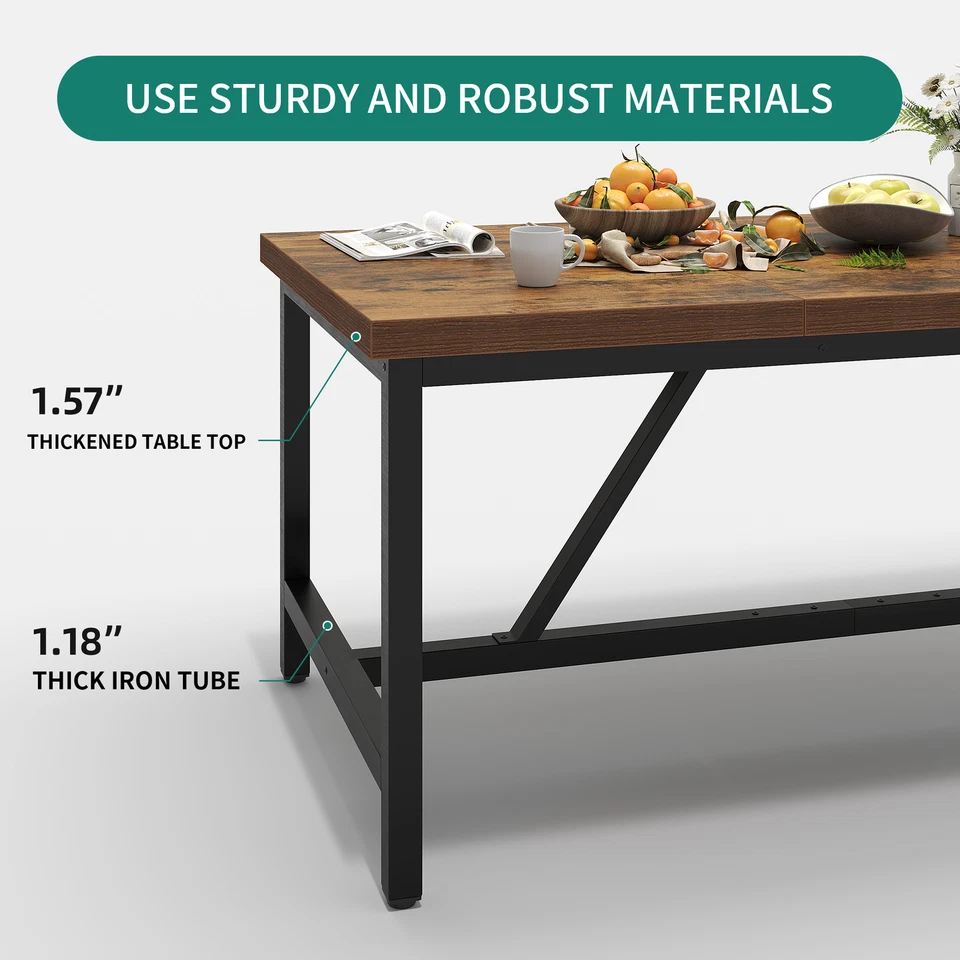 Mesa de comedor rectangular de madera de 71" para muebles de hogar para 6 personas Foto 2 de 4