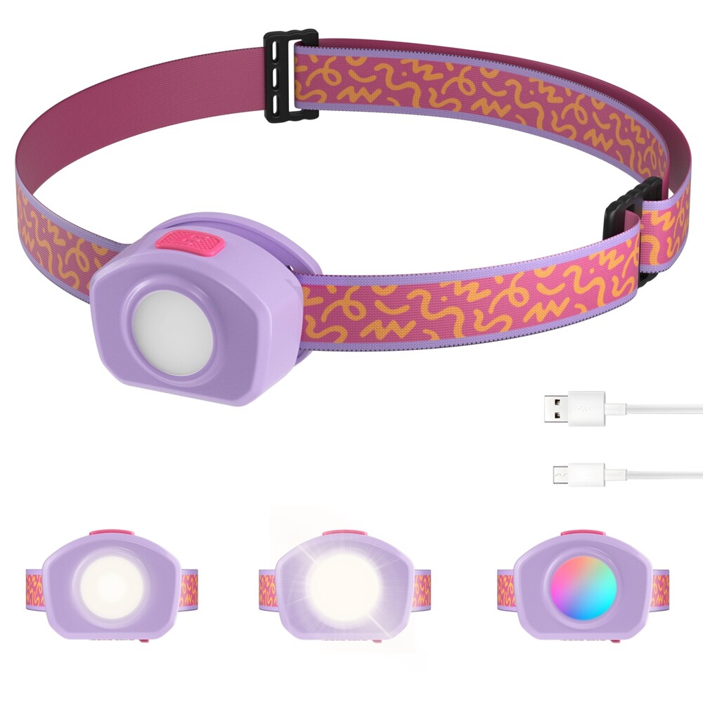 EverBrite LED Rechargeable Headlamp for Kids Headlamp w/RGB Mode 3 Lighting Mode