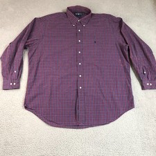 Polo Ralph Lauren Shirt Men 17 1/2 Purple Plaid Yarmouth Button Down Preppy Logo