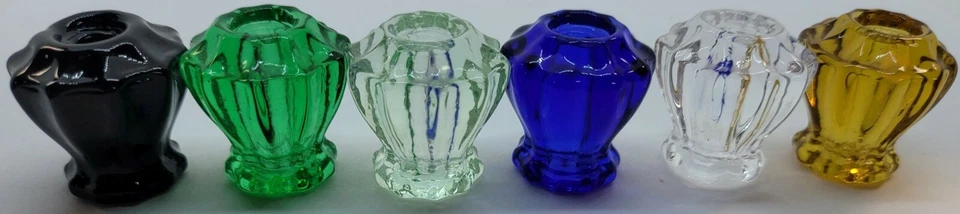 1", 1-1/4", 1-1/2" Fluted Glass Knobs with Pan head screw antique vintage old  - Image 3 of 4