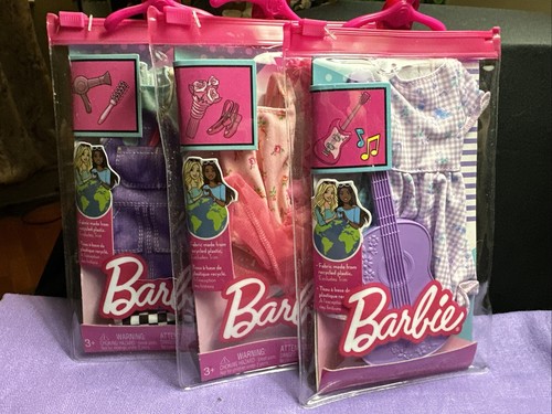Barbie Outfit Sets Barbie Dress Guitar Hair Dresser  Ballerina Lot Of 3
