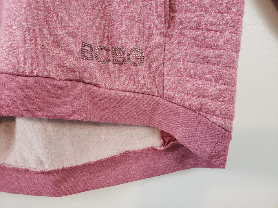 (9) Y2K BCBGMAXAZRIA Women's Sweatshirt Size L Sweater Heather Pink Pockets - Image 4 of 4