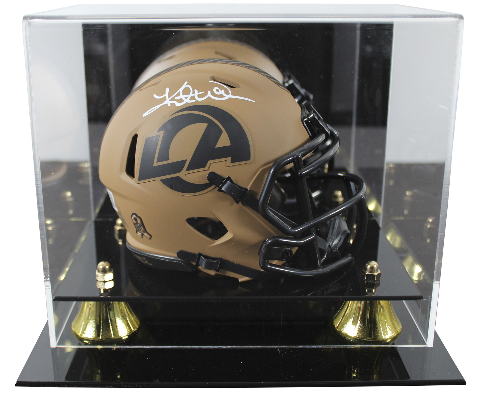 Kurt Warner Autographed Signed Rams Salute To Service Ii Mini Helmet W/ Case Beckett Witnessed 