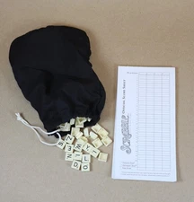 Scrabble To Go 100 Replacement Tiles & Bag (Snap In Tiles)  + Scorecard