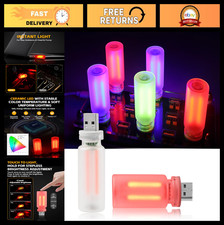 2PCS USB Car Ambient Lights, Touch Control Mini LED Retro Bulbs for Vehicle, Cam