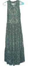 Calvin Klein Dress Womens 6 Floral Tiered Maxi Coastal Summer Dress Green