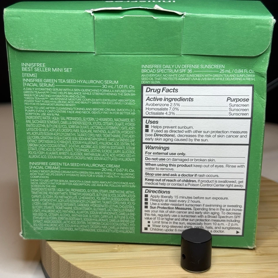 Innisfree • Bestseller Minis Set • Exp 27/26 • Suero, Crema, Protector Solar • Nuevo Foto 3 de 4