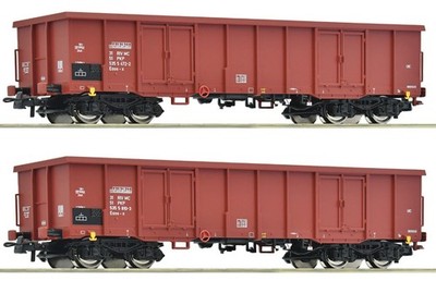 ROCO 6600171 HO Scale Set Of Two Open Freight Cars With Trucks PKP