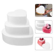 3 Pcs Foam Cake Dummy Model Heart Shaped Multi Function Cake Model for Wedding