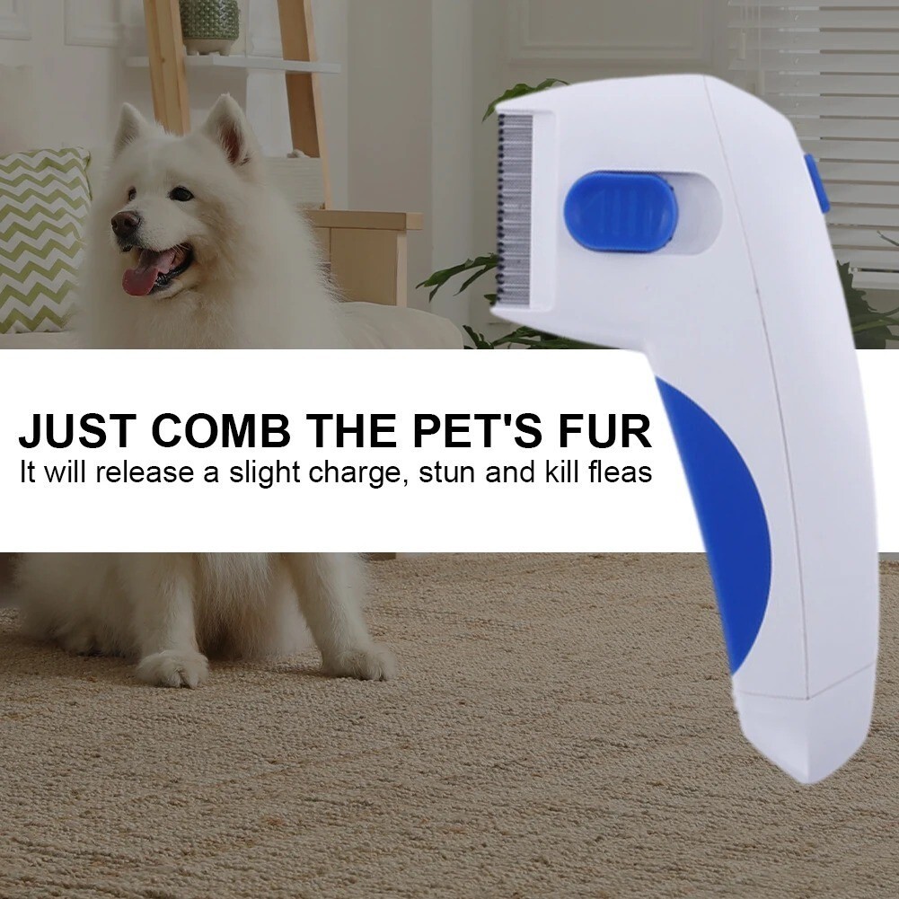 Electric Flea Zapper Lice Remover Hair Comb Brush for Pet Cat Dog Cleaning Tool