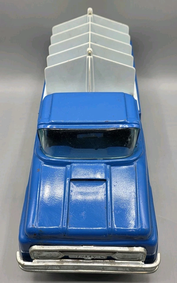 Camioneta Ford Buddy L Kennels azul vintage años 60, acero prensado Foto 3 de 4