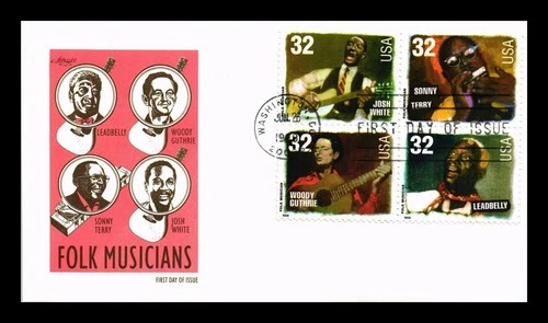ARTMASTER US COVER FIRST DAY OF ISSUE BLOCK OF 4 FOLK MUSICIANS