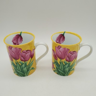 Konitz Yellow/Pink Tulip Mug made in Germany set of 2