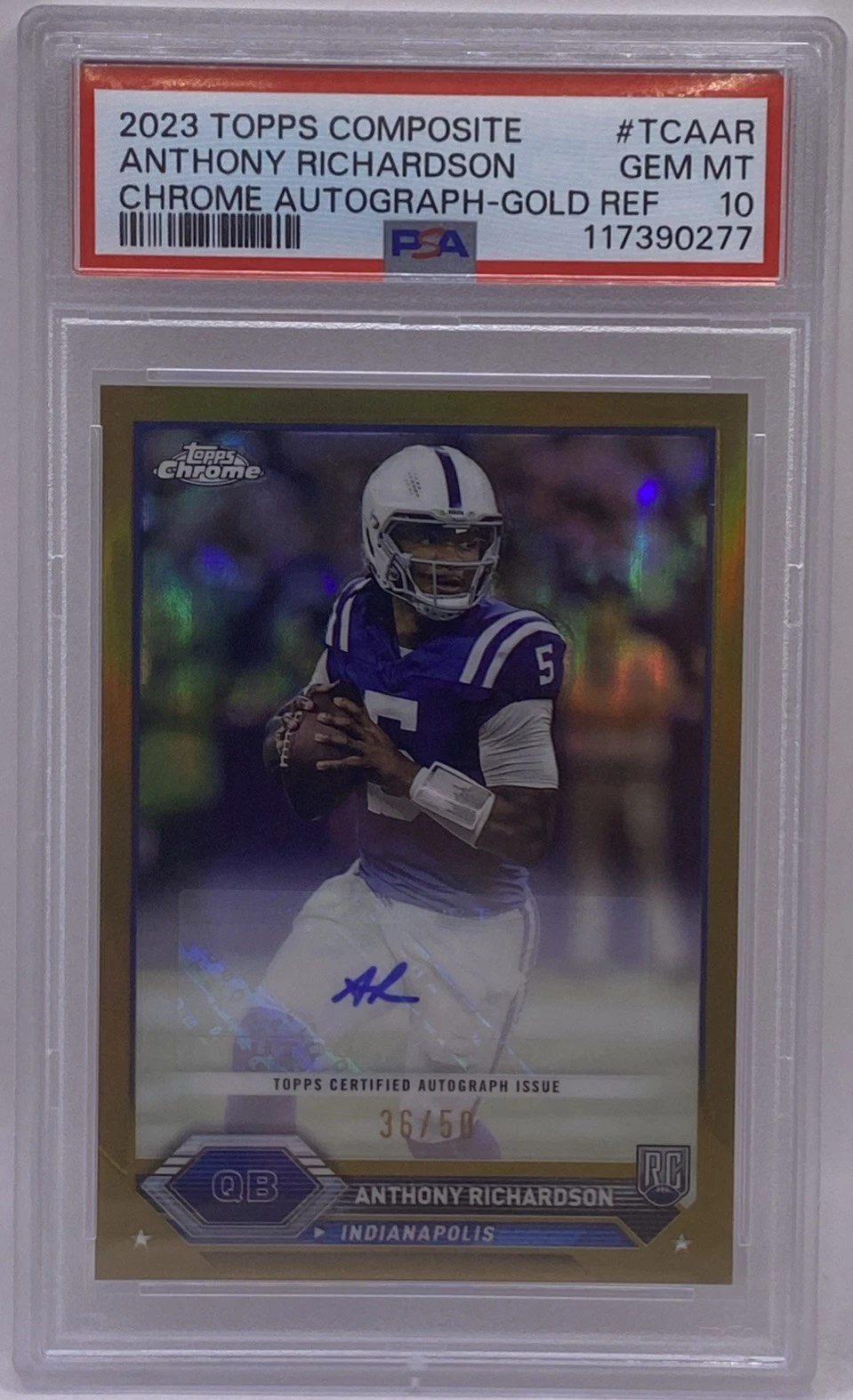 Anthony Richardson Topps Composite Topps Chrome Autographs #TCAAR Gold Refractor