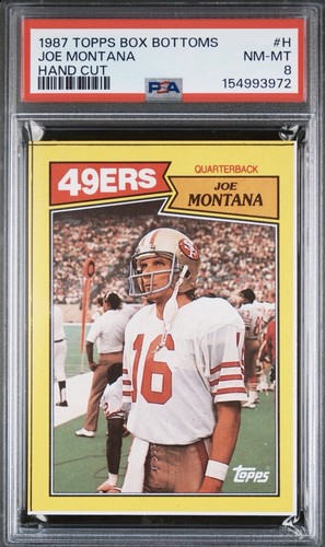 Joe Montana 1987 Topps Box Bottom #H - PSA 8