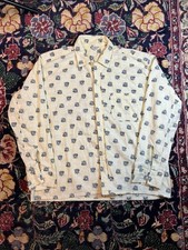 1950S Sanforized All Cotton Loop Collar Shirt Rockabilly Print Rare Size Large