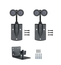 HARDJULAN Heavy-Duty Black Exterior Sliding Barn Door Roller Kit, Outdoor Rol...