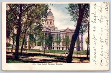 Wheatland antica cartolina Wyoming CHEYENNE edificio del Campidoglio di Stato 1908