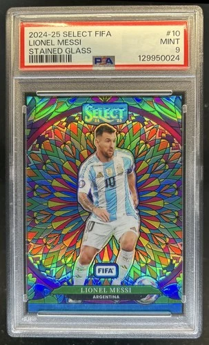 2024-25 Panini Select FIFA Lionel Messi Stained Glass #10 Argentina PSA 9