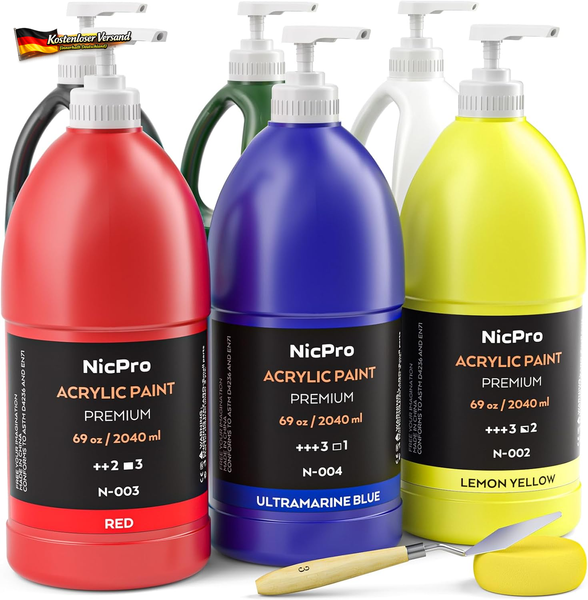 Nicpro 6 Farben GroßEs Acrylfarben Set 2040 Ml × 6, Ungiftig KüNstler-Malfarben,-image