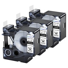 3PK 18484 Black on White Polyester IND Tape Label For DYMO Rhino 4200 19mm 3/4''