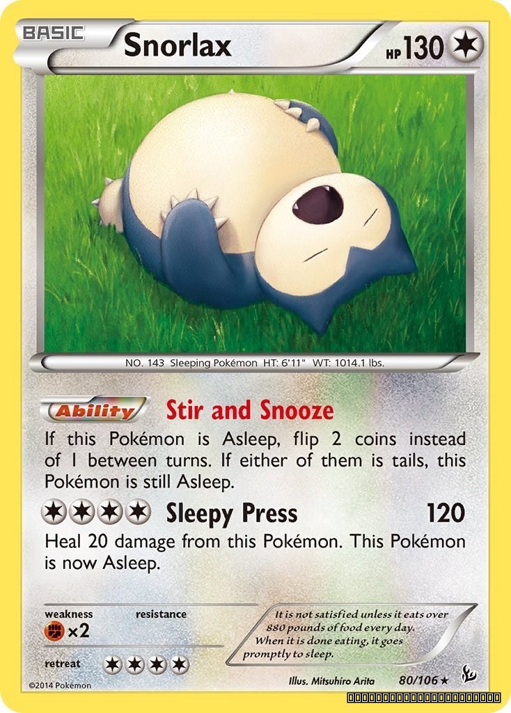 Reverse Holofoil - Snorlax - 80/106 - XY - Flashfire - LP