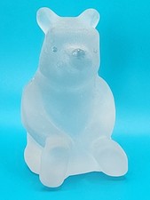 Vintage Disney Frosted Crystal Winnie the Pooh Figurine Glass Paperweight Bear