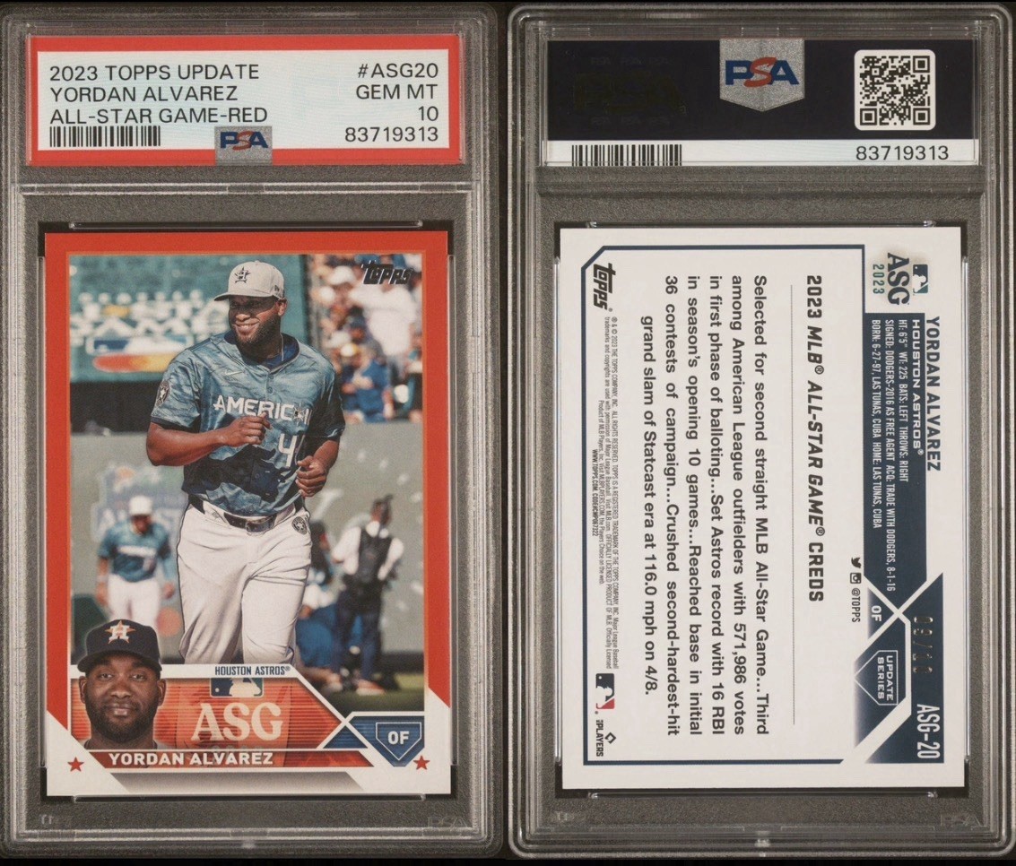 2023 Topps Update All-Star Game Red Parallel /10 #ASG-20 Yordan Alvarez PSA 10