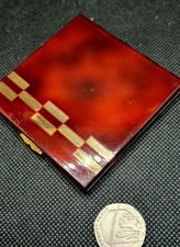 French Art Deco Enamel and Gilt Powder Compact with Mirror