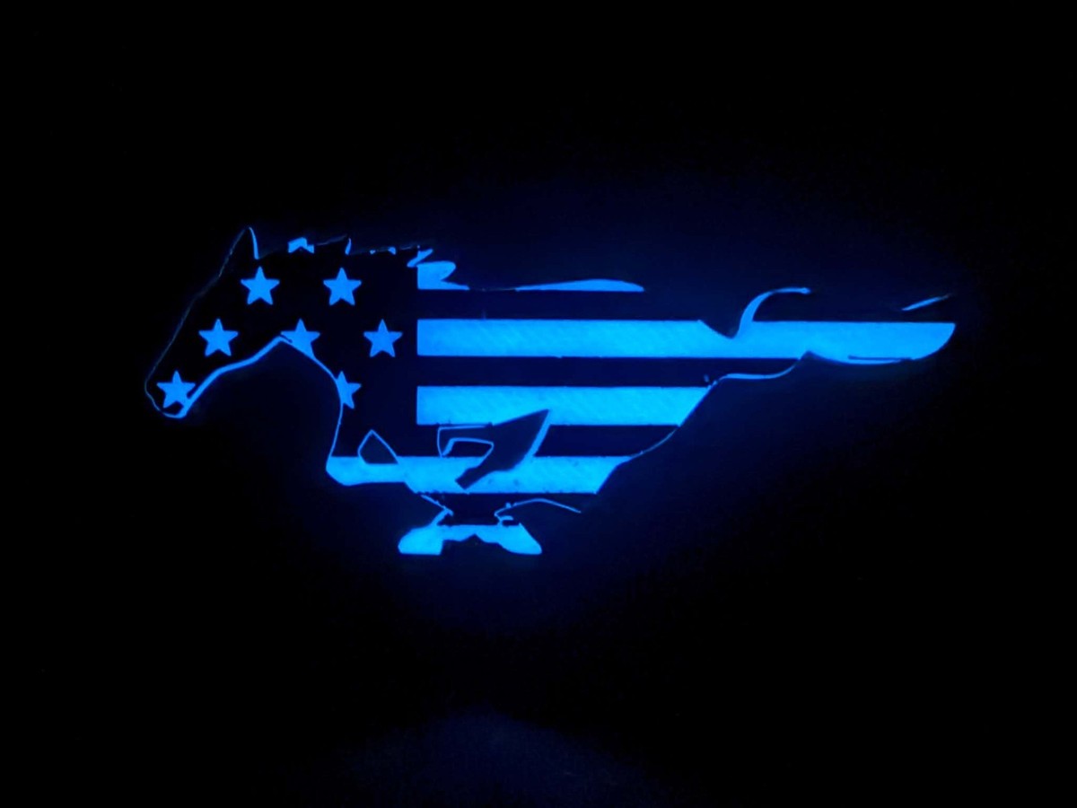 Custom Glowing American Flag Pony Fits 1994-2004 Mustang Front