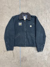 Vintage 1990s Carhartt Detroit UJ01 Black XL Tall Zip Up Work Jacket Made In USA