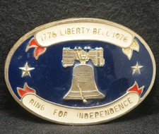 XB07165 AMAZING VINTAGE 1976 LIBERTY BELL RING FOR INDEPENDENCE BELT BUCKLE
