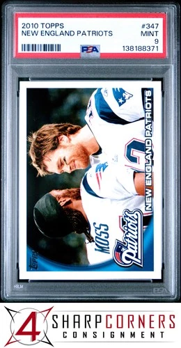 2010 TOPPS #347 TOM BRADY-RANDY MOSS NEW ENGLAND PATRIOTS PSA 9