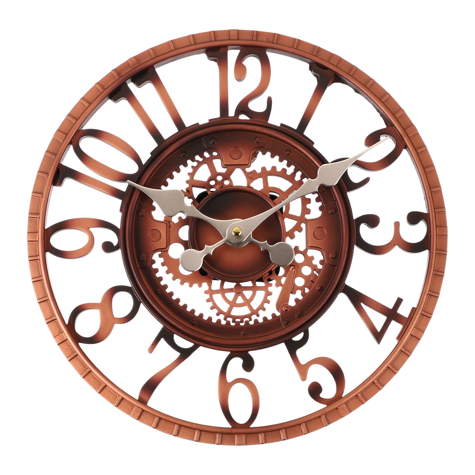 12 Inch Outdoor Wall Clock IP44 Waterproof Resin Garden Clock Copper